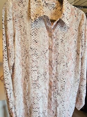 Calvin Klein XS Oversized Button Down Blouse Semi-sheer